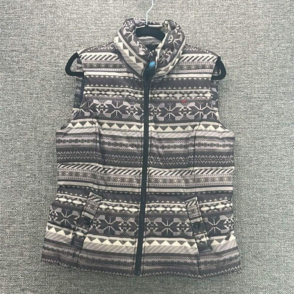 Tommy Hilfiger Puffer Vest Medium Brown Down‎ Feather Fair Isle